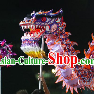 Supreme Grand Opening and Festival Celebration Purple Luminous Dragon Dance Costume Complete Set