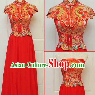 Traditional Chinese Phoenix Wedding Evening Dress