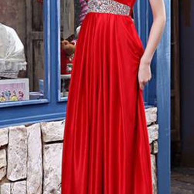 Traditional Chinese Celebrity Red Wedding Evening Dress