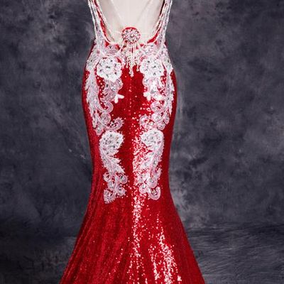 Stunning Chinese Red Wedding Evening Dress