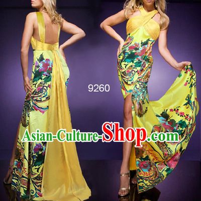 Chinese Classical Mandarin Pattern Evening Dress for Women