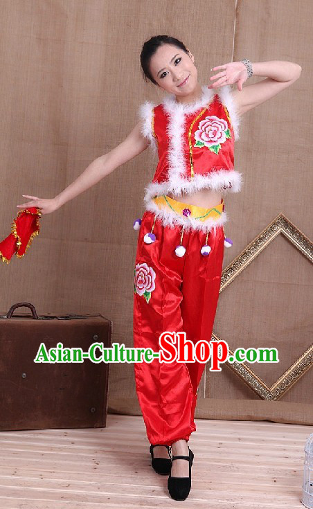 Chinese New Year Folk Red Yangge Dance Costume for Women