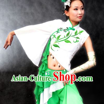 Chinese Classical Jasmine Blossoms Dance Costume and Headpiece