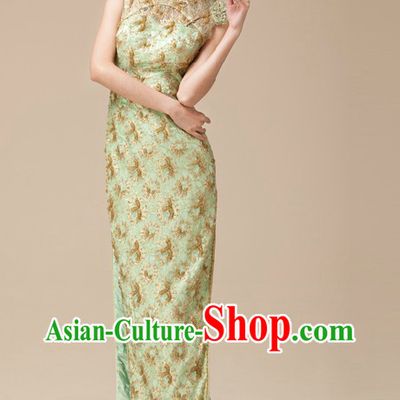 Traditional Chinese Green Cheongsam for Women