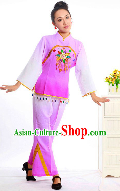 Chinese Classical Color Transition Fan Dance Costume