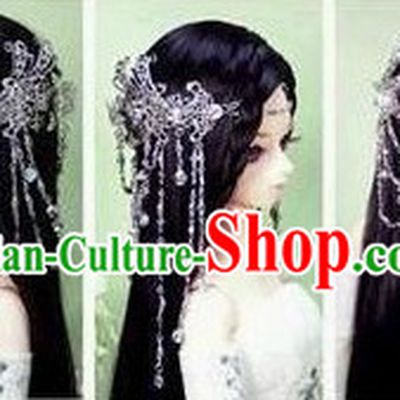 Ancient Chinese Pure White Wedding Hair Accessories for Brides