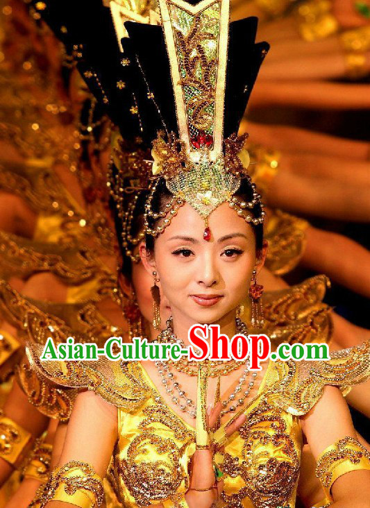 Ancient Chinese Flying Angel Wig, Hair Accessories, Earrings and Necklace Complete Set