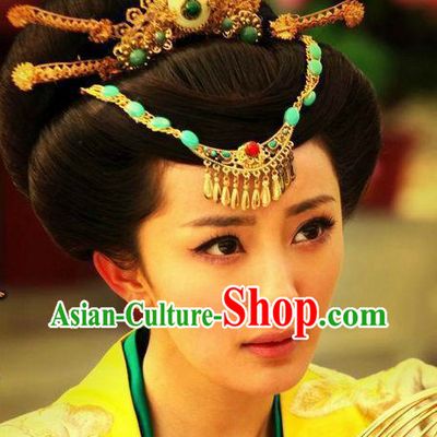 Ancient Chinese Handmade Princess Hair and Forehead Accessories Complete Set