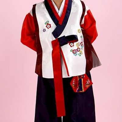 Traditional Korean Hanbok Birthday Celebration Clothing and Hat for Children