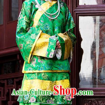 Traditional Chinese Mandarin Green Clothing for Women