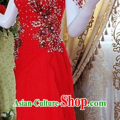 Lucky Red Chinese Wedding Evening Dress