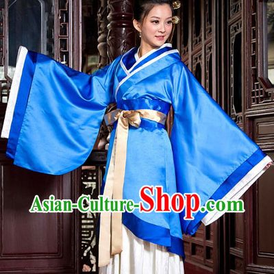 Ancient Chinese Blue Han Fu Clothes for Women