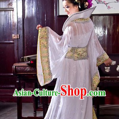 Ancient Chinese Pure White Long Tail Clothing for Women