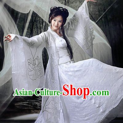 Ancient Chinese Artist Dancer White Flower Costume