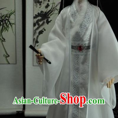 Ancient Chinese Prince White Clothes and Crown for Men