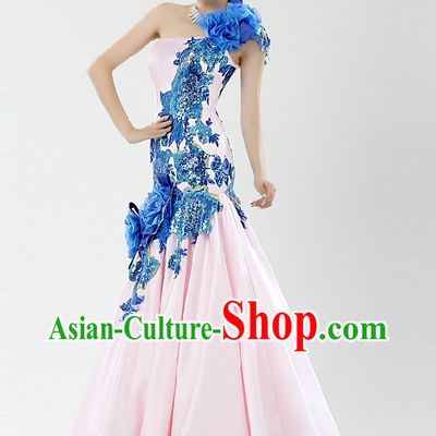 Chinese Light Pink Wedding Evening Dress