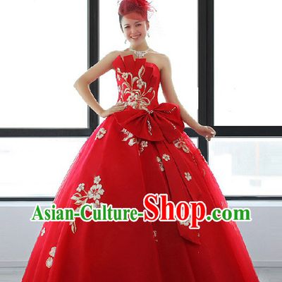 Chinese Modern Lucky Red Wedding Evening Dress