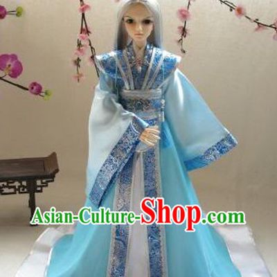 Ancient Chinese Blue and White Hanfu Clothing for Men