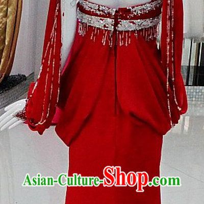 Sexy Mandarin Red Flower Wedding Dress for Bride