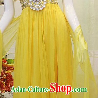 Elegant Bright Yellow Wedding Evening Dress for Brides