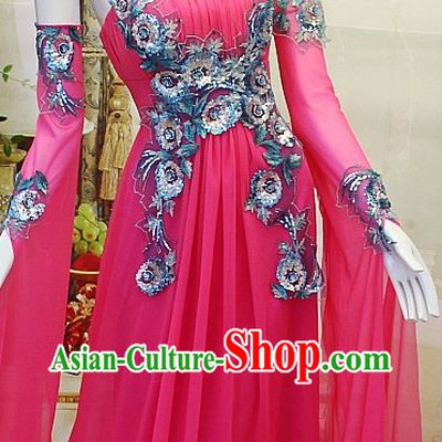 Stunning Handmade Pink and Blue Lace Evening Dress for Ladies