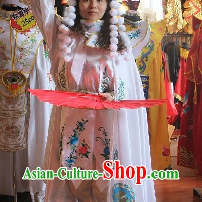 Chinese White Mask Changing Costumes Hat Boots Masks Complet Set for Women