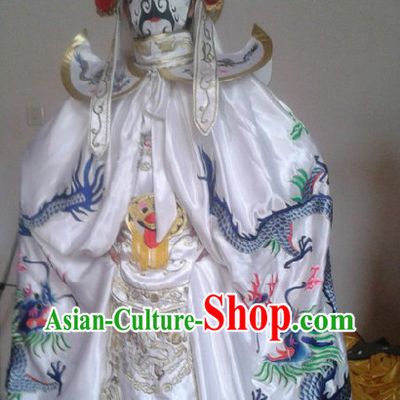Traditional Chinese White Dragon Mask Change Costume Hat Boots Masks Complet Set for Men