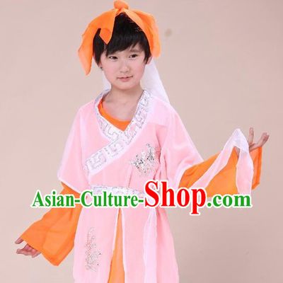 Ancient Chinese School Student Costume and Headpiece for Children