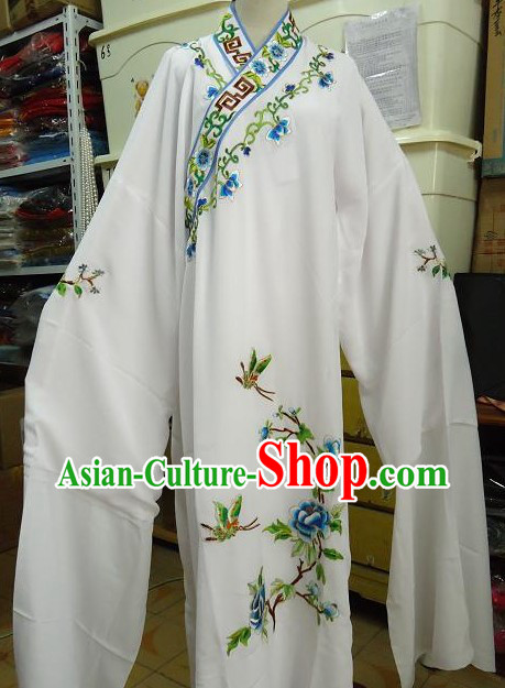 Ancient Chinese Young Men Long Sleeve White Robe
