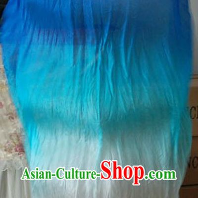 Blue to White Color Changing Long Silk Dance Fan