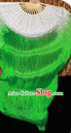White to Green Color Changing Chinese Silk Dancing Fan