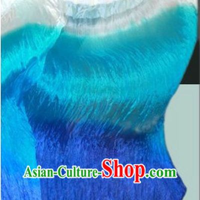 White to Blue Color Changing Chinese Silk Dance Fan
