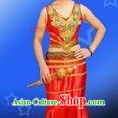 Traditional Thailand Red Dance Costume for Women