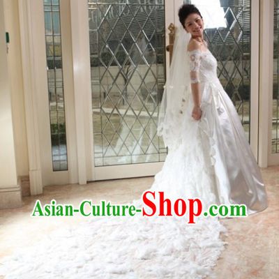 Stunning Mandarin Style Long Tail Wedding Dress