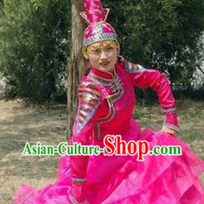 Traditional Chinese Mongolian Female Clothing and Hat