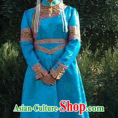 Traditional Mongolian Clothing and Headpiece for Women