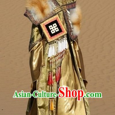 Ancient Chinese Mongolian Robe and Hat for Women