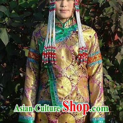 Traditional Chinese Mongolian Clothing and Hat for Women