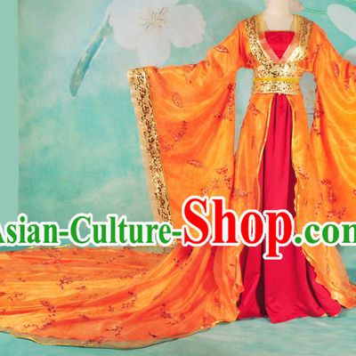 Ancient Chinese Palace Empress Clothing with Long Tail for Women