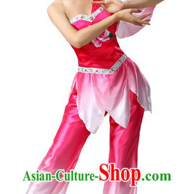 Traditional Chinese Fan Lotus Dance Costume for Women