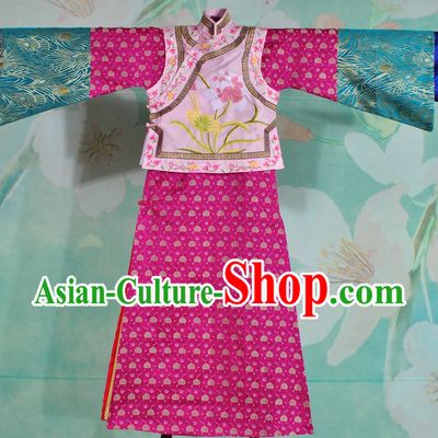 Supreme Qing Dynasty Embroidered Flower Princess Clothes Complete Set