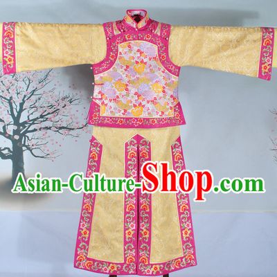 Supreme Qing Dynasty Embroidered Flower Princess Dress Complete Set