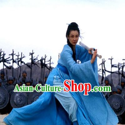 Chinese Classical Swordswoman Blue Costumes in Hero