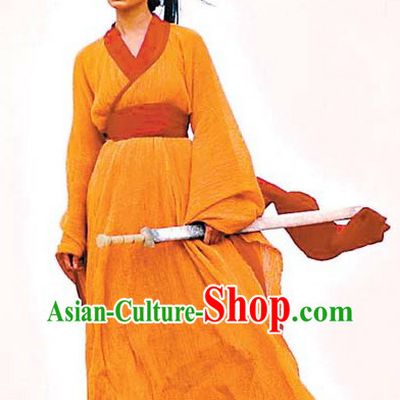 Ancient Chinese Orange Swordswoman Costumes in Hero