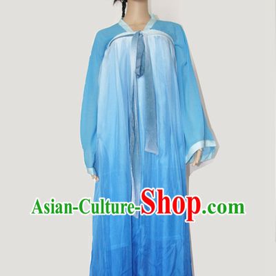 Ancient Chinese Blue Tea Ceremony Costume for Women
