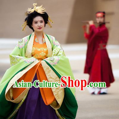 Ancient Chinese Tang Dynasty Empress and Emperor Clothing Two Complete Sets