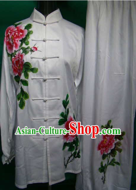 Chinese Classical Hand Painted Flower Kung Fu Uniform