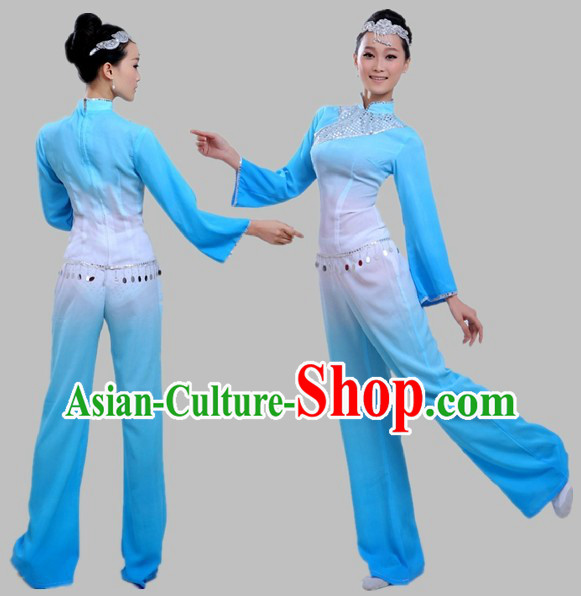 Chinese Classical Stage Performance Light Blue Dancing Costume for Women