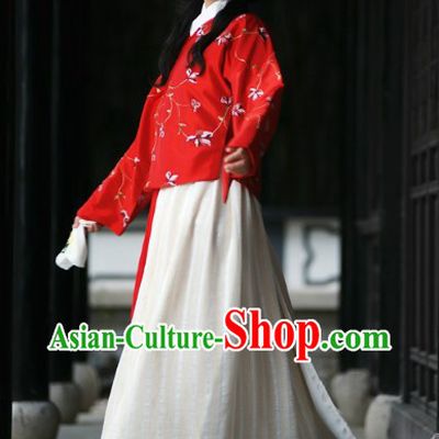 Ancient Chinese Ming Dynasty Red Wedding Dress Complete Set for Brides