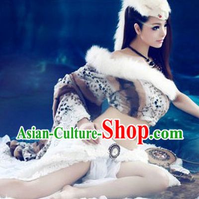 Ancient Chinese Foxtrel  Costume and Headpiece for Women
